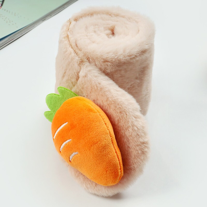 达芬奇密码 圣诞儿童圣诞动物卡通围脖礼物冬季仿獭兔毛绒百搭秋冬天围巾 胡萝卜 裸色 70cm*10cm