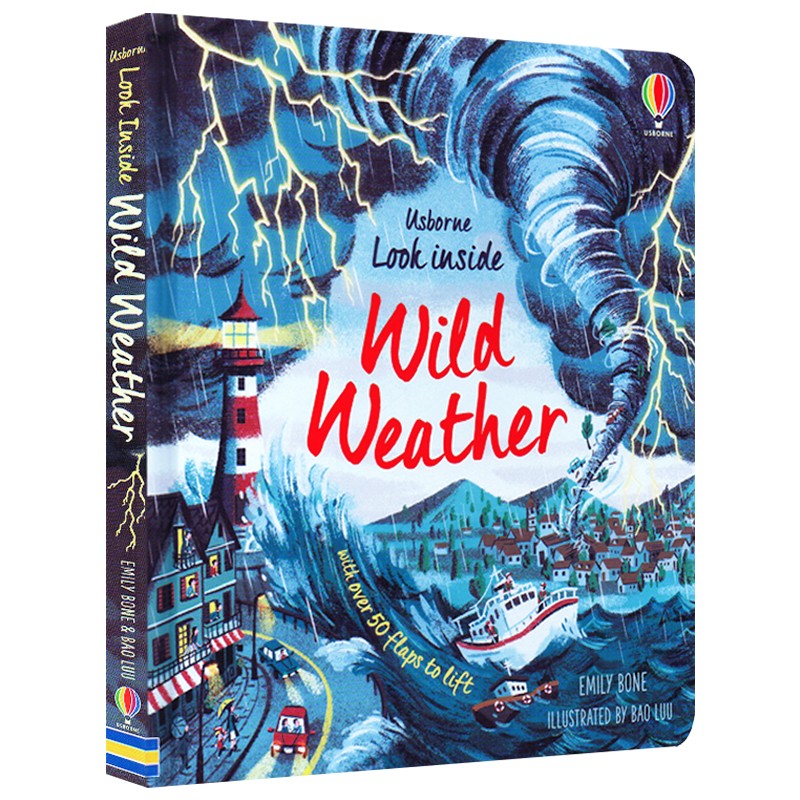 英文原版 Usborne Look inside Wild Weather 低幼科普翻翻纸板书认知启蒙尤斯伯恩 偷偷看里面系列 揭秘恶劣天气 .