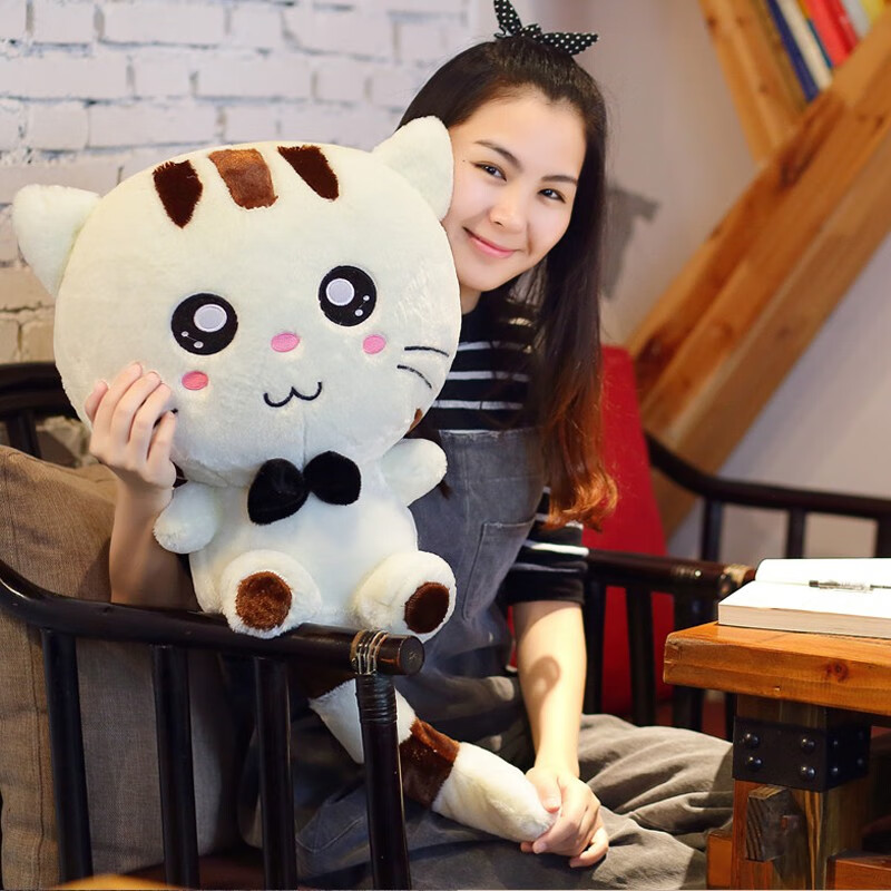 憨憨猪 可爱毛绒玩具卡通猫咪公仔玩偶猫床上睡觉抱枕布娃娃女孩大号