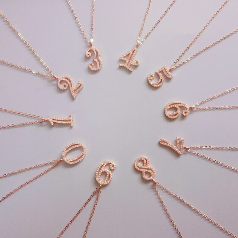 佩曼  字母项链金色可旋转数字6硬币925银012345689幸运数字9银币礼物