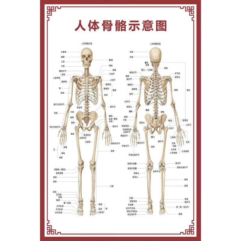 书雪人体骨骼图挂图器官内脏结构图海报脊柱图解肌肉分布解剖图挂画