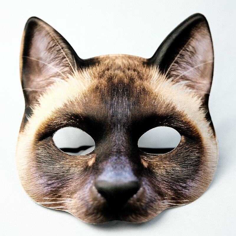 家印花猫面具狸花橘猫美短蓝白奶牛宠物面具万圣节儿童 7奶牛猫