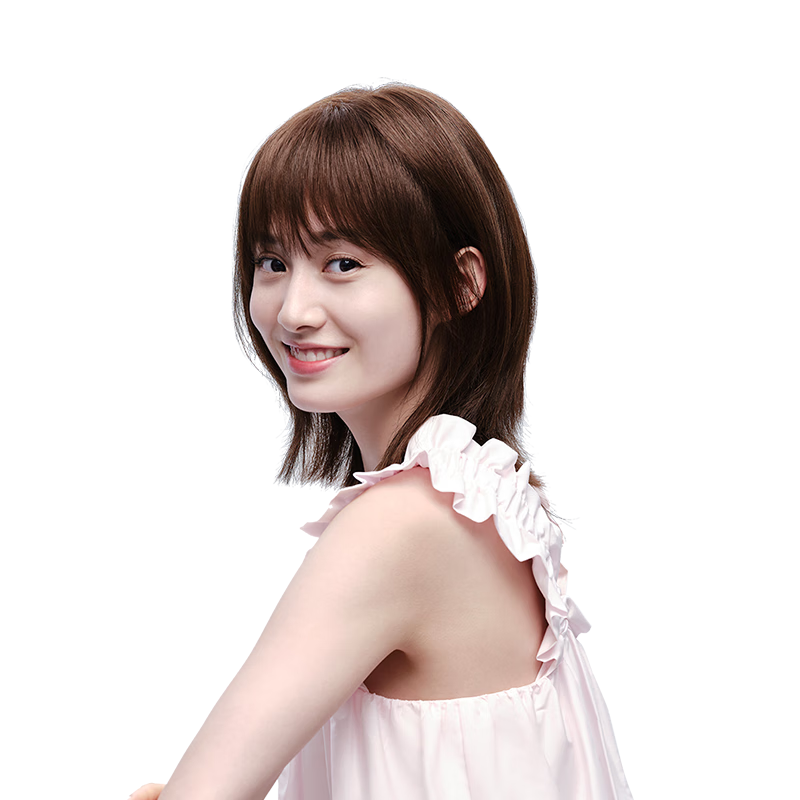 瑞貝卡（Rebecca）假發(fā)女自然全頭套長直發(fā)鎖骨發(fā)法式空氣劉海全真人發(fā)時尚整頂頭套 棕黑色 中長發(fā) 32cm 機(jī)制工藝
