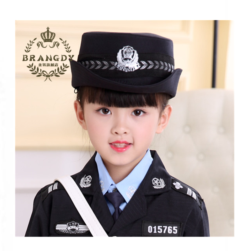 brangdy儿童警官服特种儿童小警察演出服搭配帽子男女孩交子警官帽特