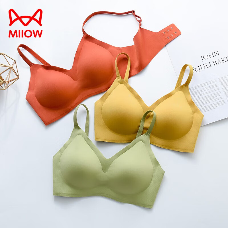猫人(MiiOW)内衣女士舒适透气无钢圈文胸轻薄聚拢女士胸罩 随机款式 XL