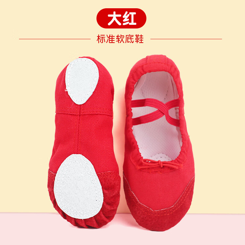 艾舞戈红色舞蹈鞋女童舞蹈专用软底帆布鞋练功鞋儿童中国舞芭蕾舞跳舞