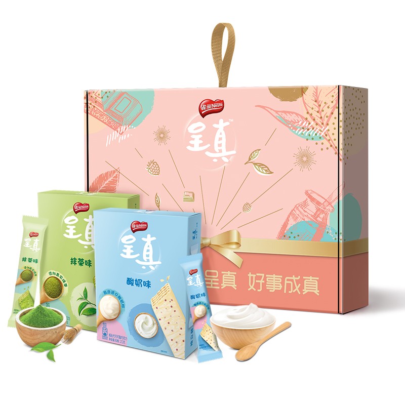 雀巢(Nestle)呈真仙气威化 抹茶酸奶礼盒装544g零食礼包