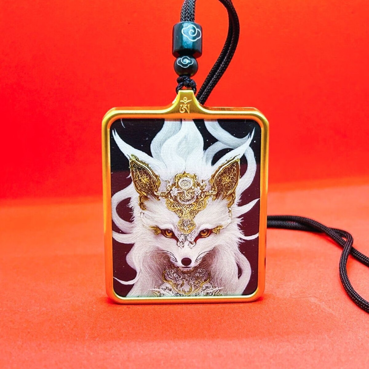 新版彩金手绘唐卡狐王吊坠狐狸项链男女情侣同款狐狸挂件礼物礼品