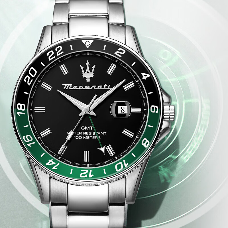 玛莎拉蒂（MASERATI）手表男绿水鬼潮流运动名表欧美石英表轻奢高级感男士生日新年礼物 【热卖】绿渐变水鬼 R8853140005
