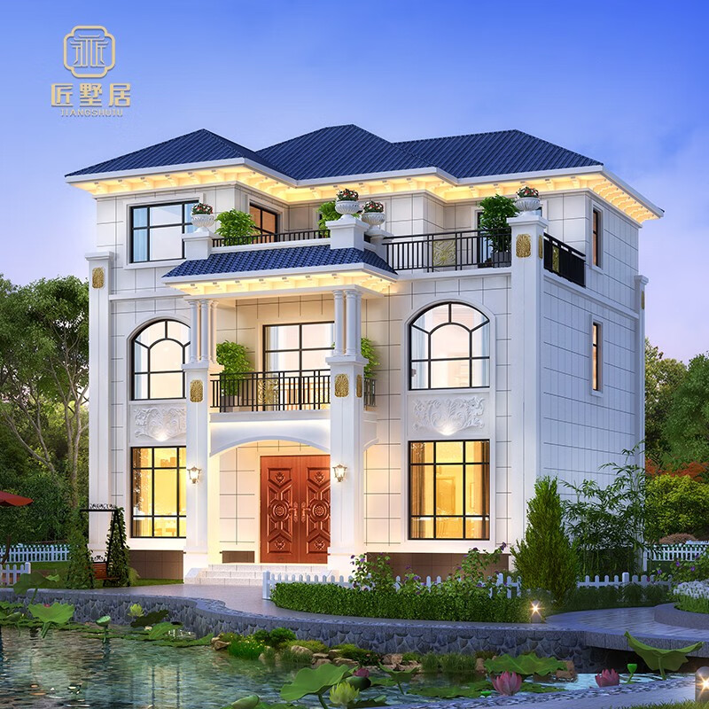 匠墅居 农村小户型别墅设计图纸三层自建房屋设计图全套样图效果图