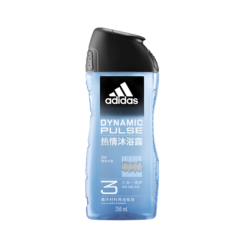 阿迪达斯 （adidas）男士沐浴露洗发水洗面奶三效合一 热情250ml 清凉止痒 持久留香