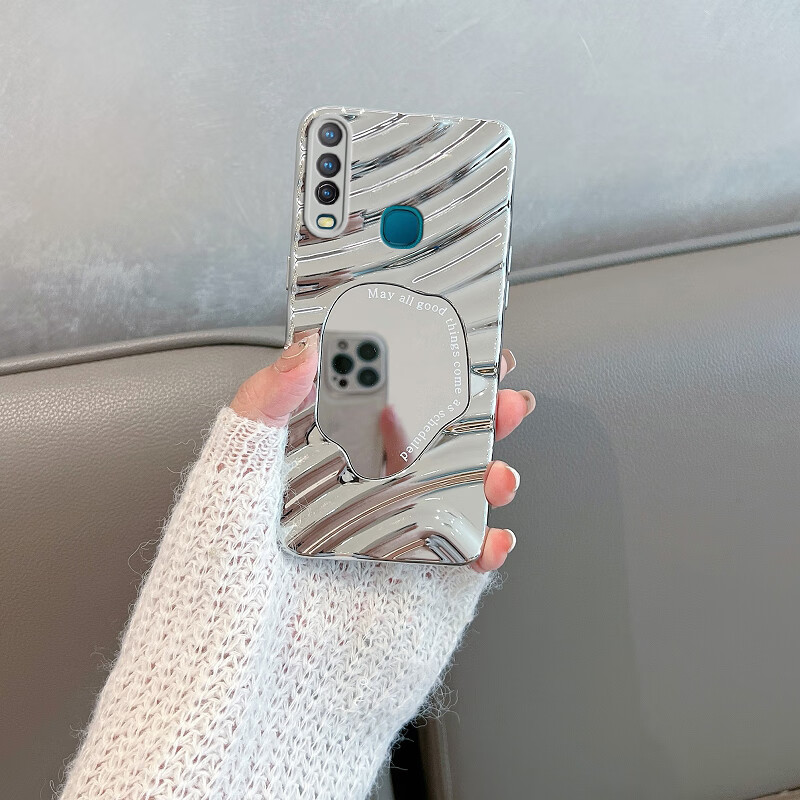 晖升适用vivoy3手机壳y3s新款u3x带镜子步步高镜面维沃女款voy手绳