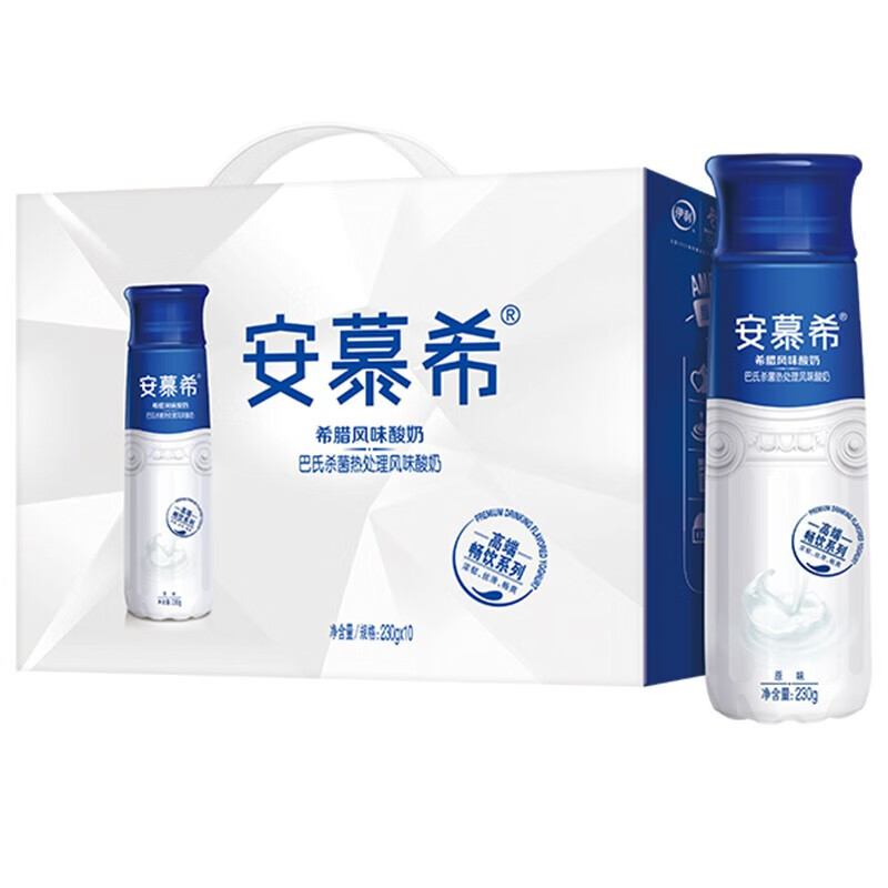 伊利 安慕希高端原味瓶装酸奶230g*10整箱