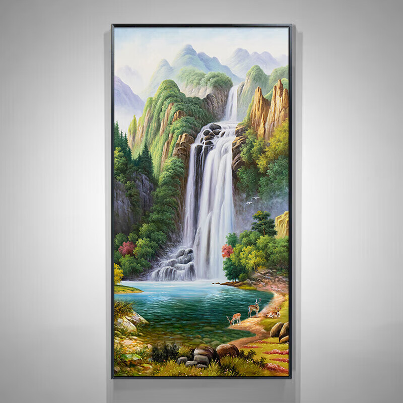 典兴现代简约手绘入户玄关油画挂画欧式走廊过道装饰画客厅山水风景画