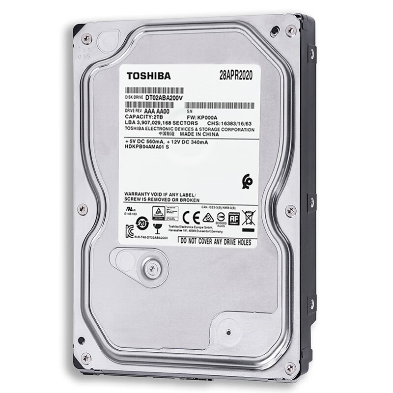 东芝(TOSHIBA) 2TB 5400转128M SATA3?监控级硬盘(DT02ABA200V)