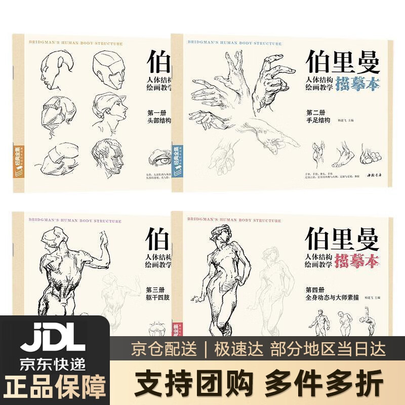 【新华书店 送货上门】经典全集《伯里曼人体结构教学描摹本》4册全套