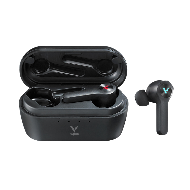 雷柏（RAPOO）VM700S真无线蓝牙游戏耳机TWS游戏耳塞入耳式 无感延迟 音乐运动 可无线充电 黑色