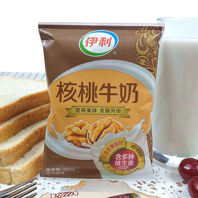 伊利新日期核桃牛奶早餐奶190ml学生老人健康奶独立包装促销代餐奶 核桃奶190ml*6袋