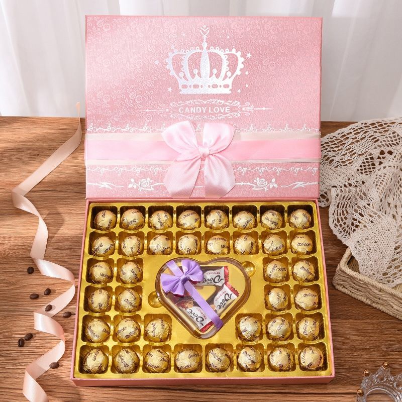巧克力礼盒装心形送女友女生女朋友送人糖果零食大礼包创意生日520情人节礼物 粉色心语心礼盒装