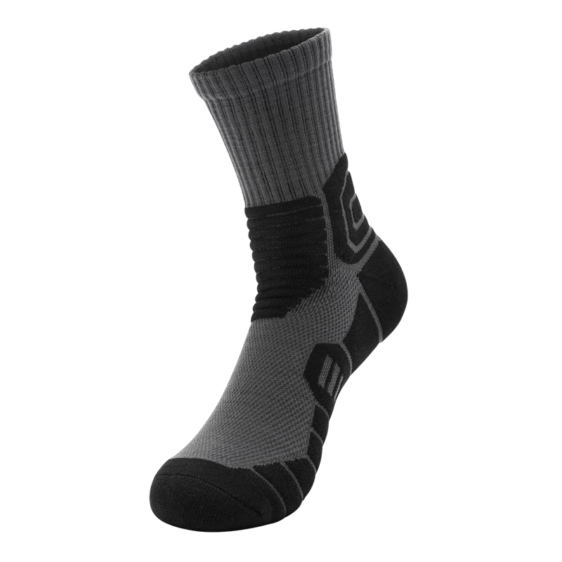 TFO 户外袜 高帮减震登山袜越野跑透气运动徒步袜2202205 男款黑灰色