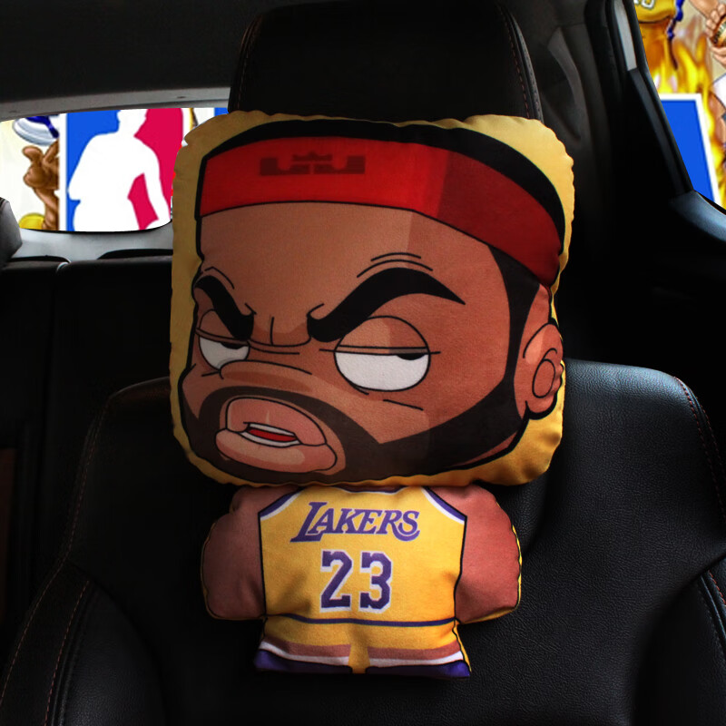 版q版汽车头枕一对护颈四季nba球星车内装饰用品 詹皇卡通头枕(单个)