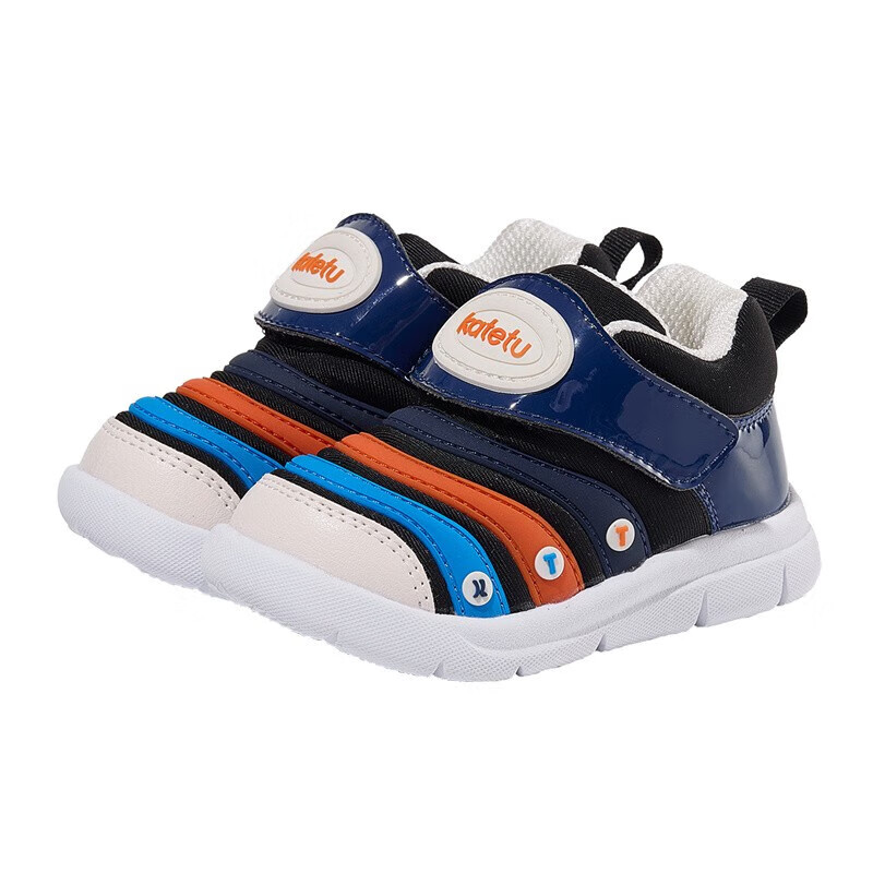 卡特兔宝宝学步鞋婴幼儿棉鞋男女童冬季加绒保暖运动鞋1-5岁童鞋 黑蓝 22 内长13.5cm 脚长12.5-13.0