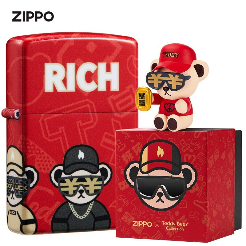 zippo 之宝煤油防风打火机 泰迪teddybear联名套装 官方原装商务机型
