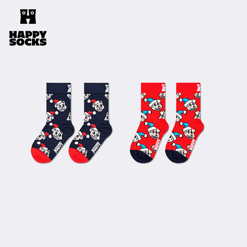 Happy Socks【新品】Happy Socks童袜秋冬款圣诞袜中筒袜袜子女童宝宝袜 圣诞小汪汪 1双 均码 2-3Y