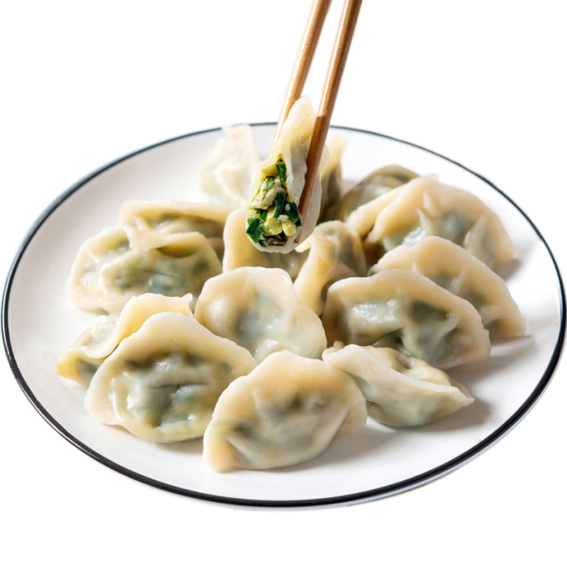 回鄉(xiāng)齋清真韭菜雞蛋素三鮮水餃?zhǔn)止に賰霾噬溩铀仞W蒸餃煎餃速食早餐 韭菜三鮮水餃3盒(共54個(gè))