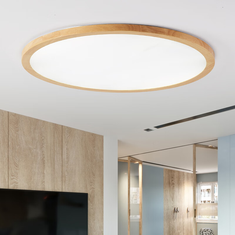 吸顶灯新中式实木客厅会议室大灯1米 120cm大圆灯 a款80cm80瓦白光