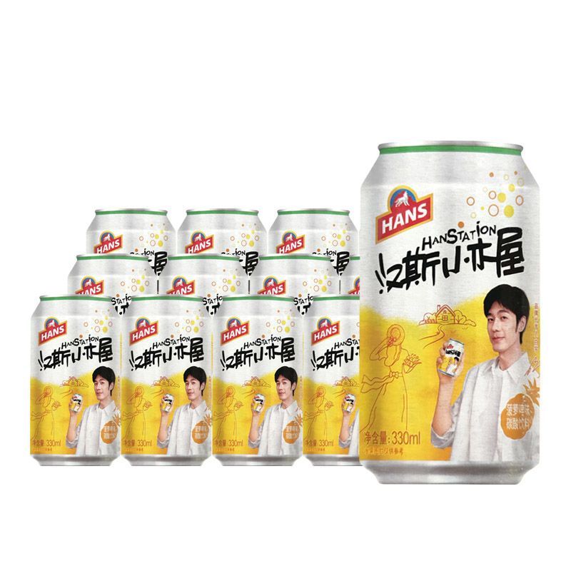 青岛汉斯小木屋 菠萝啤果啤330ml无酒精无醇碳酸饮料 菠萝啤 330ml 12