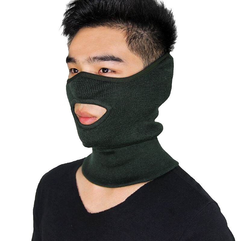 防寒面罩 羊毛保暖面罩 深绿色