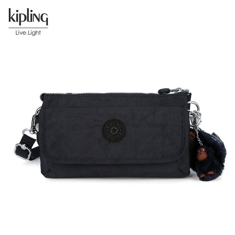 Kipling凯浦林女包轻便尼龙布包22新款时尚潮流单肩包手提斜挎包 黑蓝