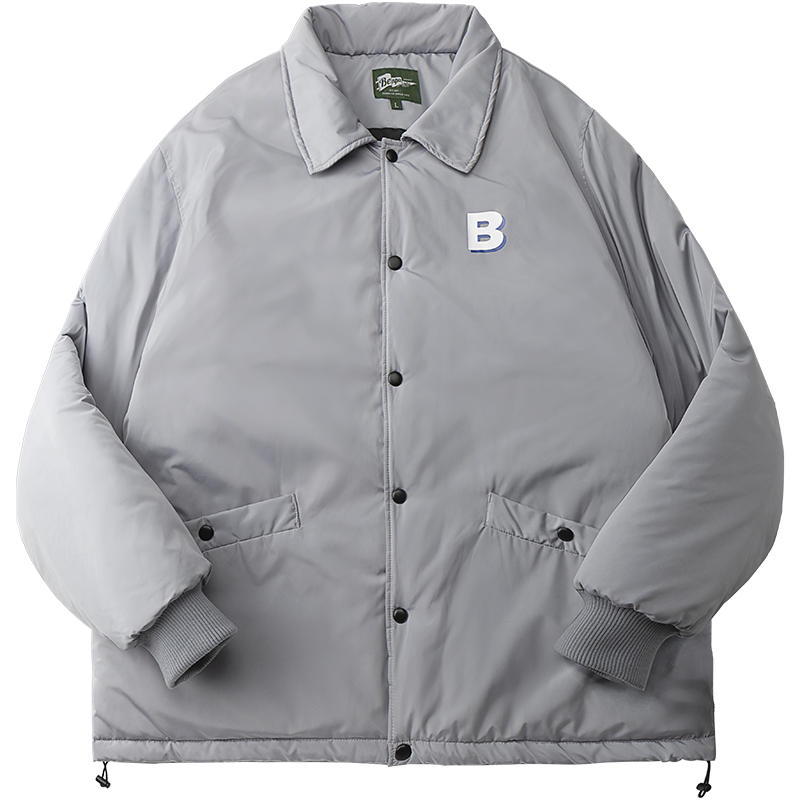 熊貓·本（ben.panda）棉服男潮牌翻領(lǐng)寬松休閑秋冬工裝棉衣多穿情侶外套 灰色（A款) L