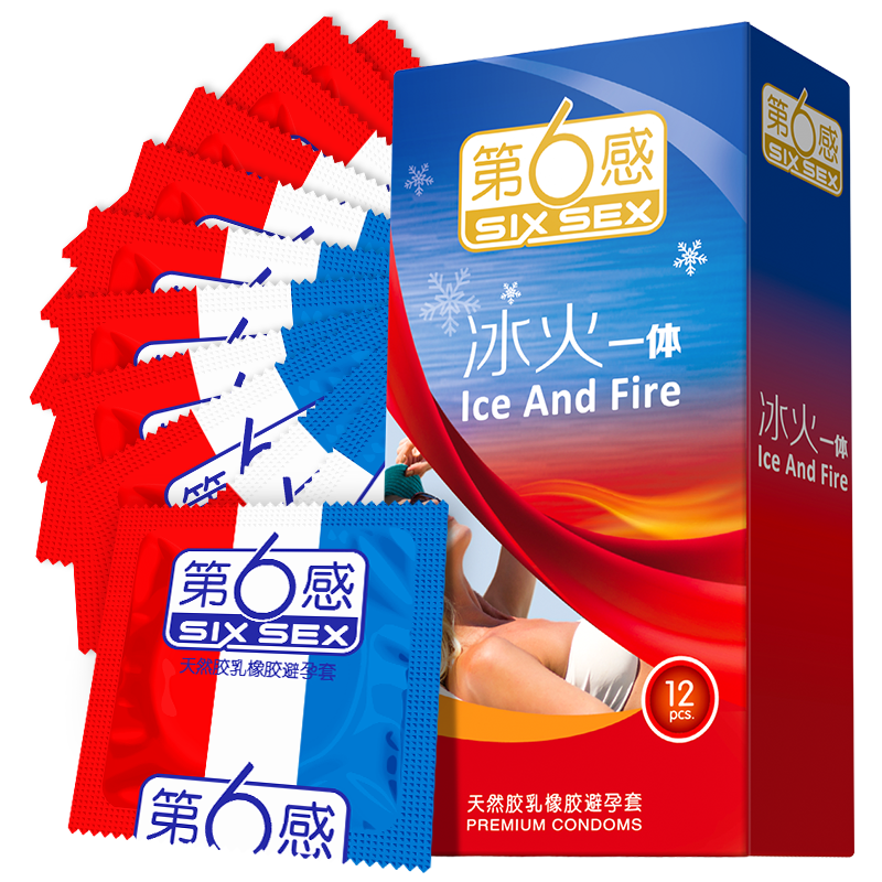 安全套成人用品冰火颗粒螺纹夫妻房事男用女用备用套 第六感冰火一体