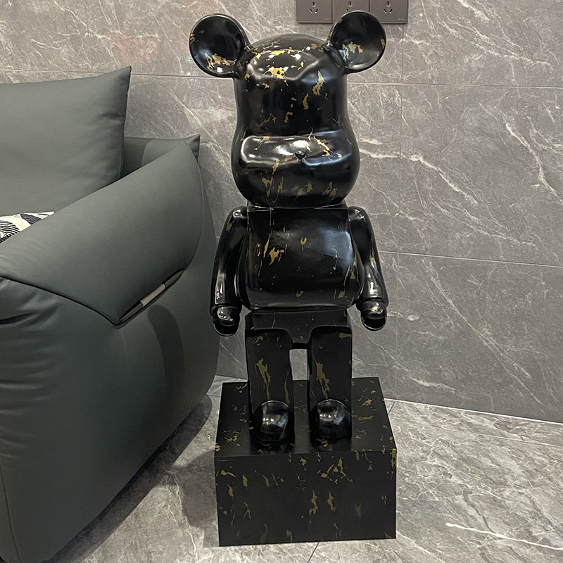 摆件轻奢客厅落地电视柜玄关装饰存钱罐乔迁开业礼品 熊(黑金款) 底座