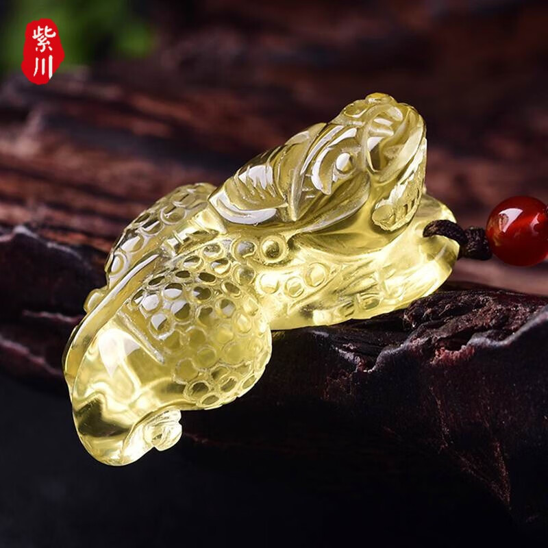 紫川 男女士项链一步登天黄水晶貔貅吊坠创意实用男友吉祥物礼物520