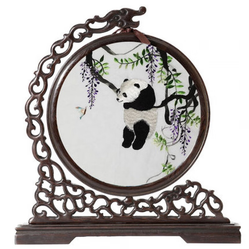 蜀锦蜀绣 蜀绣手工刺绣双面绣摆件中国风特色出国圣诞送老外礼物成都