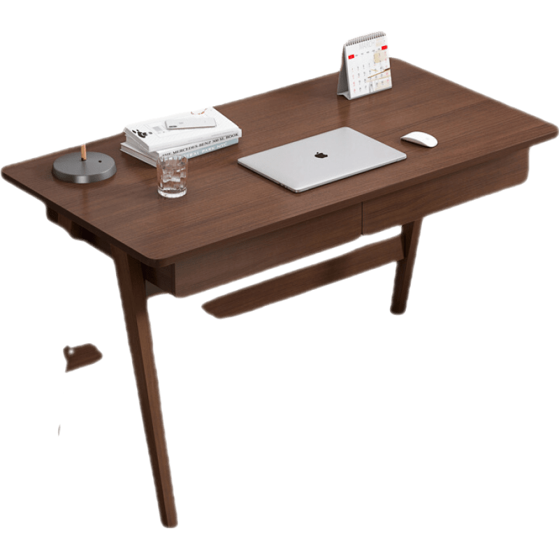醉季 北欧电脑桌台式简约家用书桌简易带书架组合办公一体学生写字桌子 80CM深胡桃色标准款【单桌】 多元置物 宽敞台面