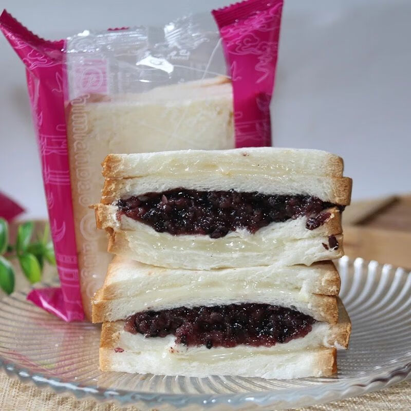 紫米面包黑米夹心面包早餐现做现发紫米奶酪面包 7袋紫米(4层)