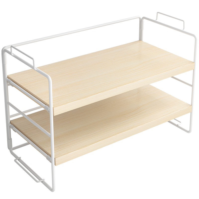 瑞象 桌上书架置物架桌面收纳架电脑桌上储物架免安装铁艺小架子 【免安装】单层-南美胡桃