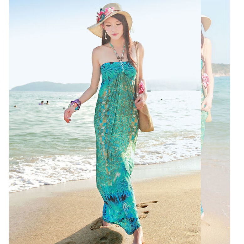 悠丛小个子沙滩裙长裙海边度假挂脖连衣裙新款夏女三亚海边度假旅行沙