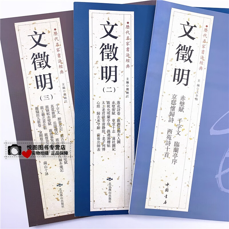 共3册文徵明文征明一二三历代名家书法经典繁体旁注小楷行书草书毛笔书法作品集小楷前后赤壁赋文徵明字帖