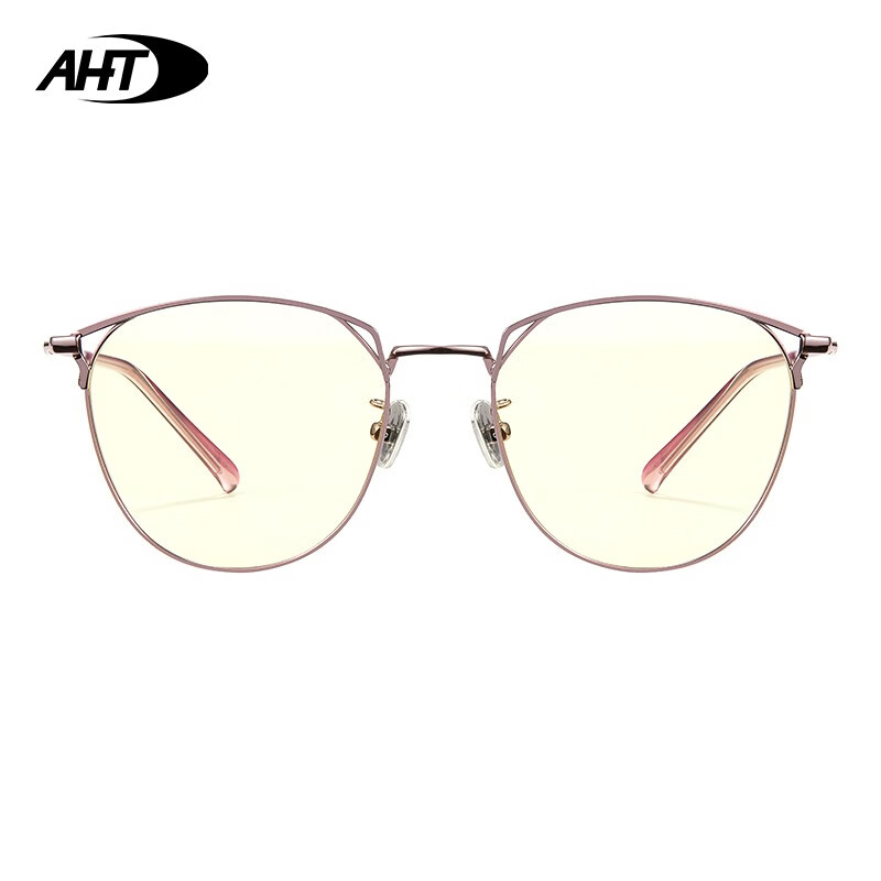 AHT防蓝光眼镜女士电脑X眼镜平光镜素颜圆脸韩版框学生眼镜 配镜-定制度数1.60防蓝光