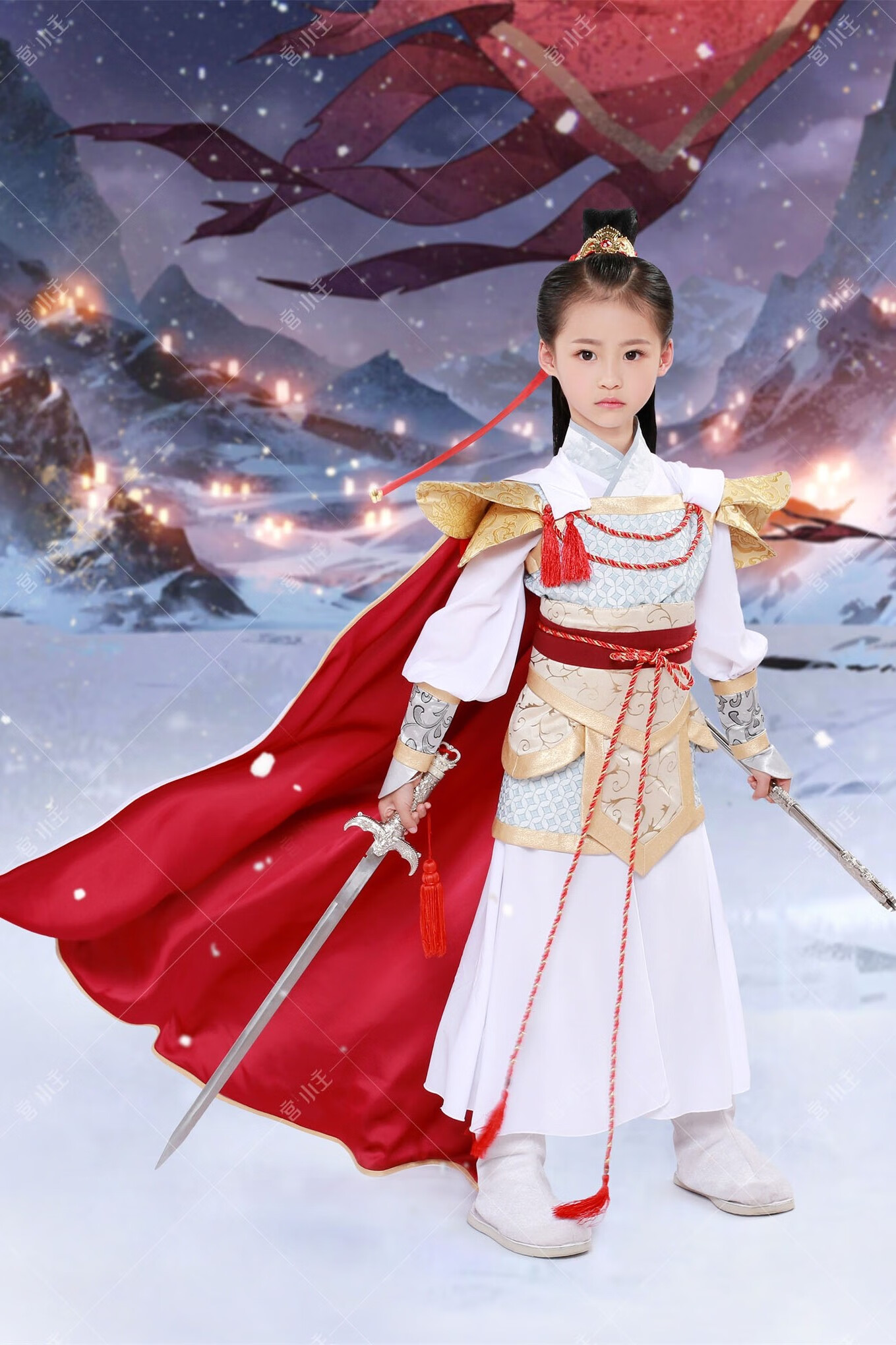 蒂洛缇娜盔甲古装将古代铠甲儿童古装影楼摄影写真女童侠女汉服将走秀