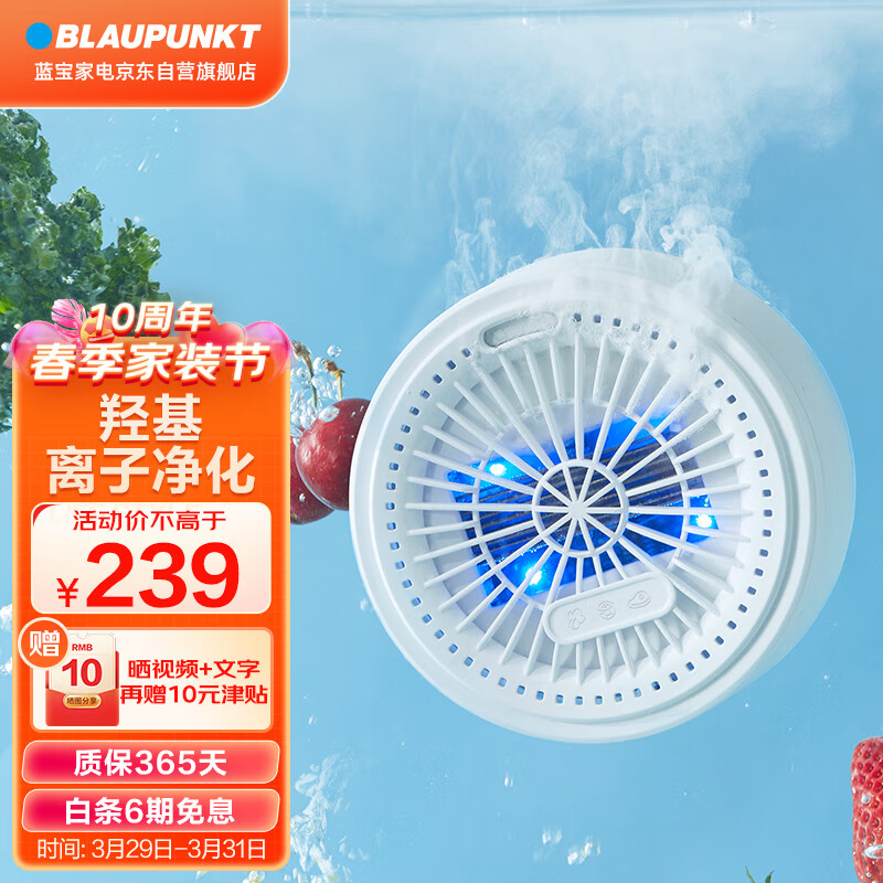 蓝宝BLAUPUNKT果蔬清洗机洗菜机单仓无线家用肉类蔬菜清洗机去农残食材净化器蔬菜水果鱼虾分类清洗白