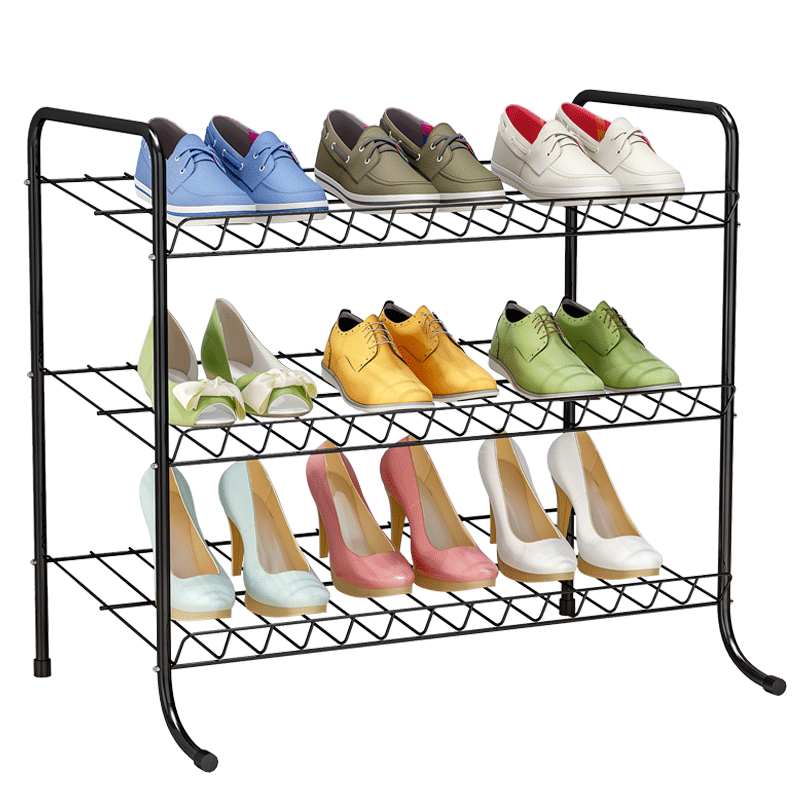 亚思特 简易鞋架家用经济型宿舍门口防尘收纳鞋柜省空间小鞋架子置物架 时尚黑