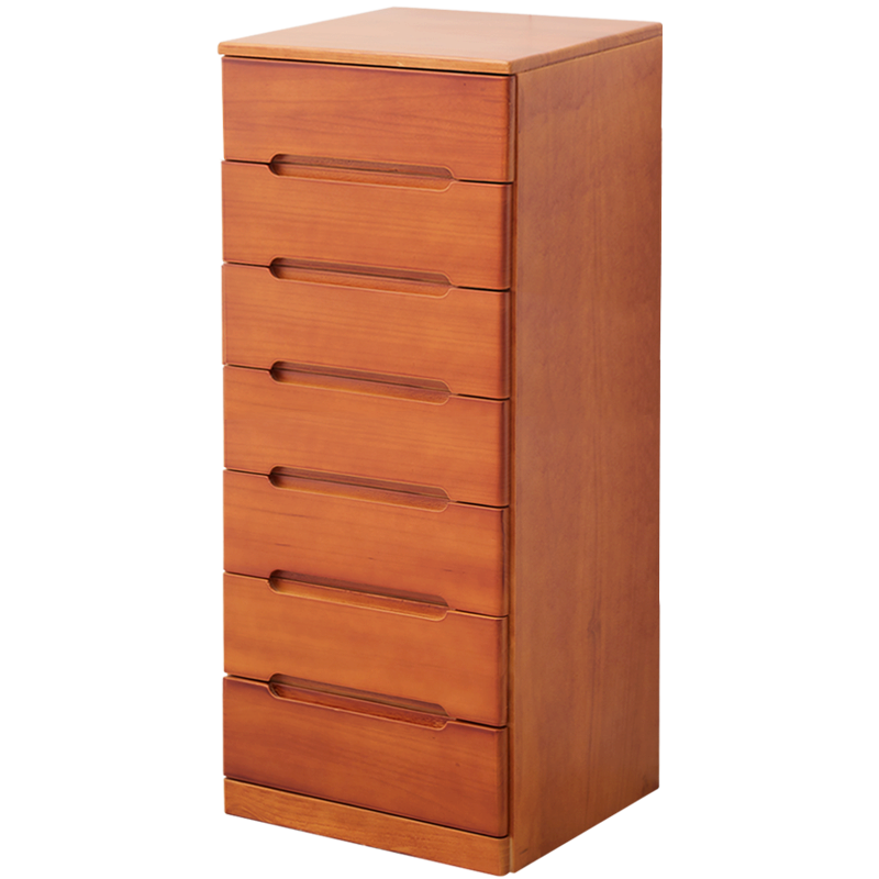 冯派 实木框架斗柜卧室简约斗柜储物收纳柜子整装斗柜实木 7斗琥珀色(外扣拉手)