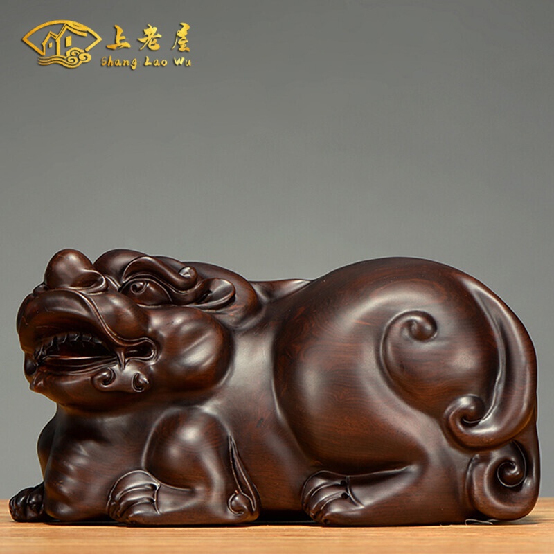 枳记家  开业礼品大气木雕貔貅摆件实木一对客厅创意可爱红木貌貅家用