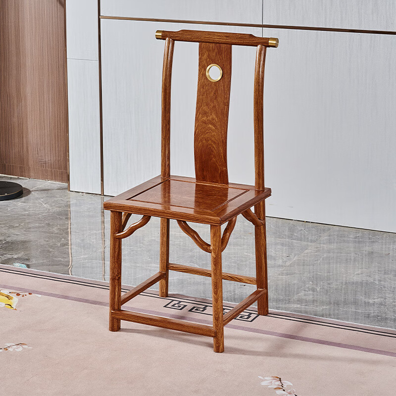 比藝 比艺 红木家具非洲花梨（学名：刺猬紫檀）新中式带转盘圆餐桌椅组合实木轻奢餐桌圆桌圆形吃饭桌 餐椅怎么看?